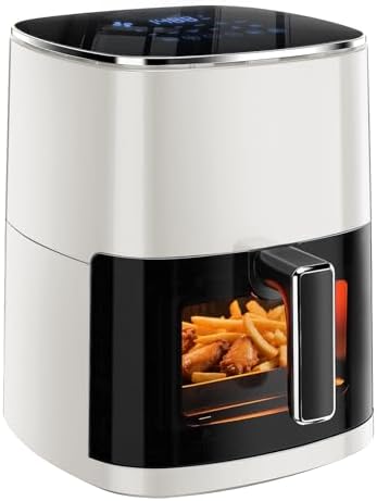 Simple Deluxe 12-in-1 Air Fryer 6.34 Qt, Digital Preset Airfryer with Visible Window, Nonstick and Dishwasher-Safe Basket, Air Fry, Roast, Bake, Dehydrate, Fries, 1700W, Beige by SimpleDeluxe