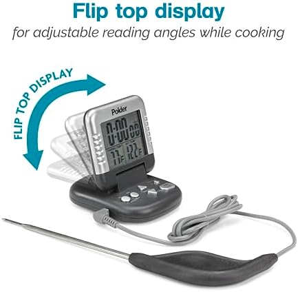 Polder Classic Digital Thermometer and Timer, Meat Thermometer for Cooking, Stainless Steel Probe, 24-Hour Countdown Timer with 40" Long, High-Heat Silicone Cord - Image 3
