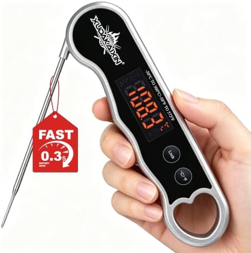 0.3s Fast Read Meat Thermometer – USB-C Rechargeable, Silvery by Unknown