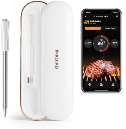 INKBIRD Wireless Meat Thermometer INT-11S-B, Bluetooth 5.4 Thermometer with Ultra-High Detection Accuracy of ±0.5°F, 5 Sensors in 1 Probe Smart Meat Thermometer for Grills, Ovens, Smokers, Air Fryers by Inkbird