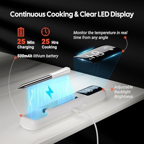 Short Probe Wireless Meat Thermometer，1000Ft Bluetooth for BBQ, Grill, Oven - Image 6
