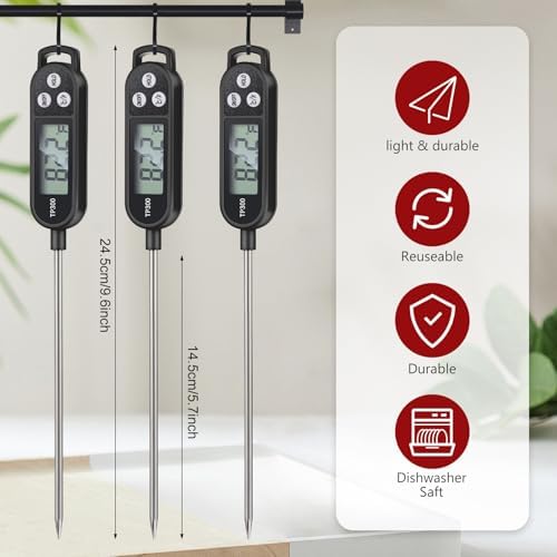 Copkim 12 Pcs Instant Read Meat Thermometer Long Probe,Black - Image 2