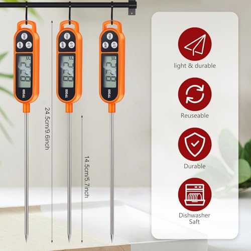 Copkim 6 Pcs Instant Read Meat Thermometer Long Probe,Orange - Image 2