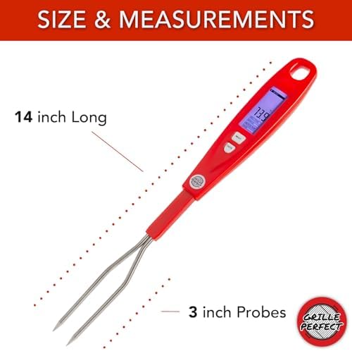Digital Meat Thermometer Fork for Grilling & BBQ with Ready Alarm, Pro Temp Points for Quick Accurate Temperature on Steak, Pork, Chicken & Hot Grilled Food on Patio or Outside Kitchen - Image 6