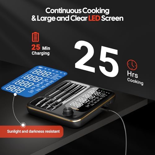 INKBIRD WiFi Wireless Meat Thermometer with 360°Readable LCD Standalone Base，4 Probes Digital Food Meat Thermometer with Remote Control for BBQ, Grill, Oven, Smoker, Rotisserie, Kitchen - Image 4