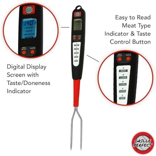 Digital Meat Thermometer Fork for Grilling and Barbecue Fast Read Electronic Probes with Ready Alarm Quick Accurate BBQ Temperature for Steak Chicken Hot Grilled Food - Image 3