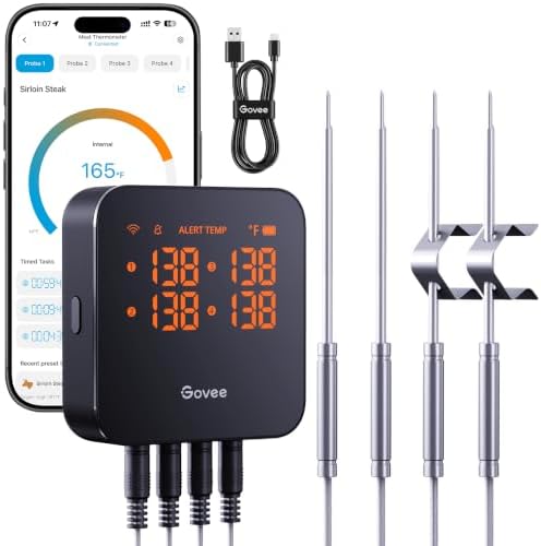 Govee WiFi Meat Thermometer Digital with 4 Probe, App Notification Alert by Unknown