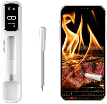 Short Probe Wireless Meat Thermometer，1000Ft Bluetooth for BBQ, Grill, Oven by CharMeter