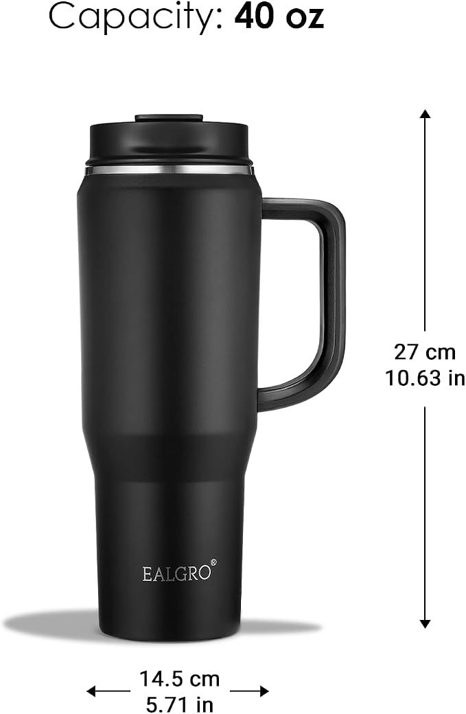 EALGRO 40 oz Tumbler with Handle, Insulated Tumblers with Lid and Straw, Large Metal Sports Water Bottle Jug, Thermal Stainless Steel Travel Coffee Mug Cup, Dark Rainbow - Image 4