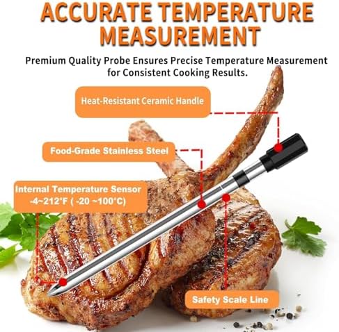 Smart Bluetooth Meat Thermometer - Long Range Wireless Food Thermometer, Digital Meat Thermometer with Dual Probes for BBQ Grill, Oven, Smoker, Air Fryer - Image 3