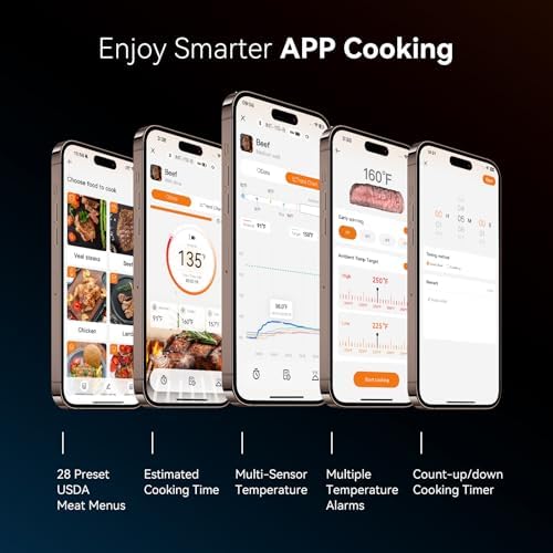 INKBIRD Wireless Meat Thermometer INT-11S-B, Bluetooth 5.4 Thermometer with Ultra-High Detection Accuracy of ±0.5°F, 5 Sensors in 1 Probe Smart Meat Thermometer for Grills, Ovens, Smokers, Air Fryers - Image 5