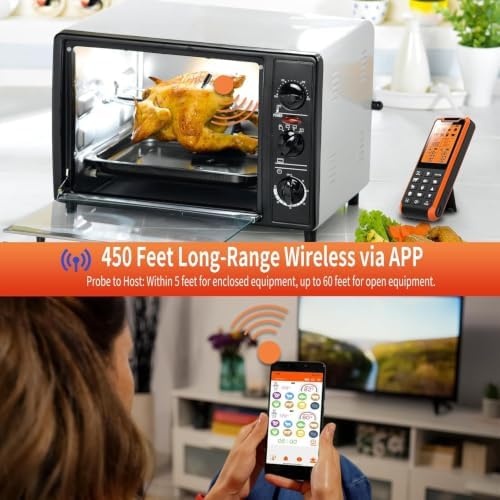 Smart Bluetooth Meat Thermometer - Long Range Wireless Food Thermometer, Digital Meat Thermometer with Dual Probes for BBQ Grill, Oven, Smoker, Air Fryer - Image 6