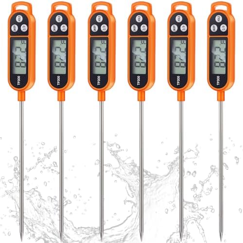 Copkim 6 Pcs Instant Read Meat Thermometer Long Probe,Orange by Copkim