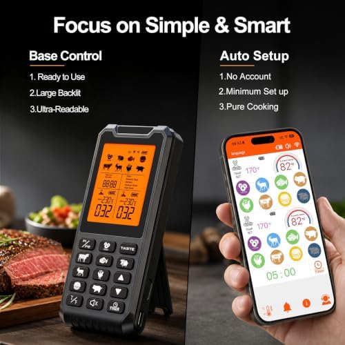 HOPEPOP Wireless Bluetooth Meat Thermometer Digital for Grill Smoker BBQ - Image 2