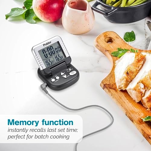 Polder Classic Digital Thermometer and Timer, Meat Thermometer for Cooking, Stainless Steel Probe, 24-Hour Countdown Timer with 40" Long, High-Heat Silicone Cord - Image 7