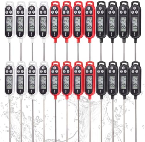 Copkim 24 Pcs Instant Read Meat Thermometer Long Probe,Black, White, Red by Copkim