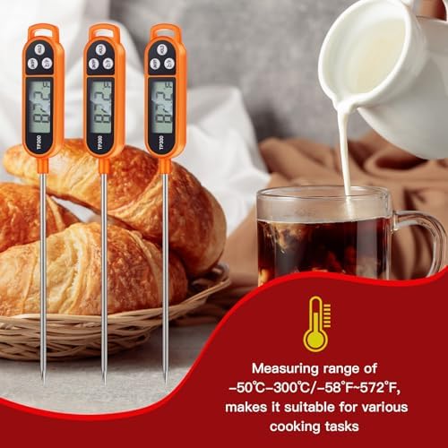 Copkim 6 Pcs Instant Read Meat Thermometer Long Probe,Orange - Image 4