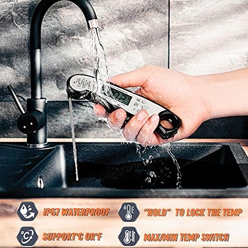 Digital Meat Thermometer, Waterproof Instant Read Food Thermometer for Cooking and Grilling, Kitchen Gadgets, Accessories with Backlight & Calibration for Candy, BBQ Grill, Liquids, Beef, Turkey… - Image 5