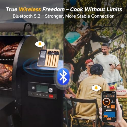 Smart Wireless Meat Thermometer with 4 Probe, Bluetooth Food Thermometer for iOS and Android, for BBQ, Grill, Smoker - Image 4