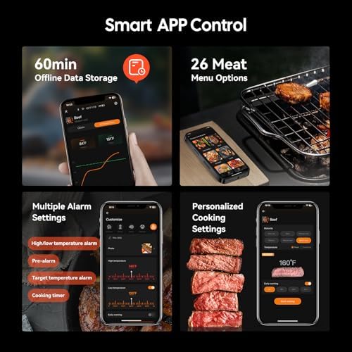 Short Probe Wireless Meat Thermometer，1000Ft Bluetooth for BBQ, Grill, Oven - Image 5