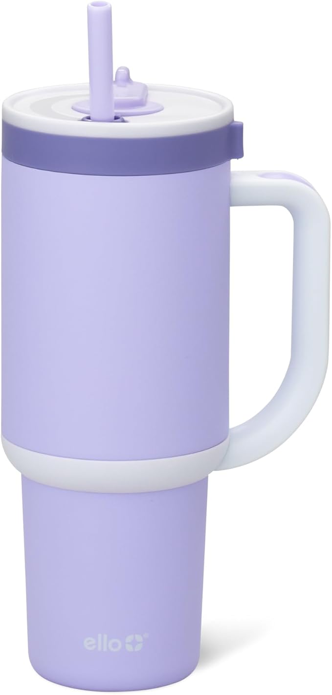 Ello Oasis 30 oz Tumbler with Handle & Retracting Straw | Reusable Insulated Stainless Steel Cup 100% Leakproof, Gifts for Teens Women Men | Keeps cold for 24 Hours, Cup Holder Friendly, Twilight by Ello