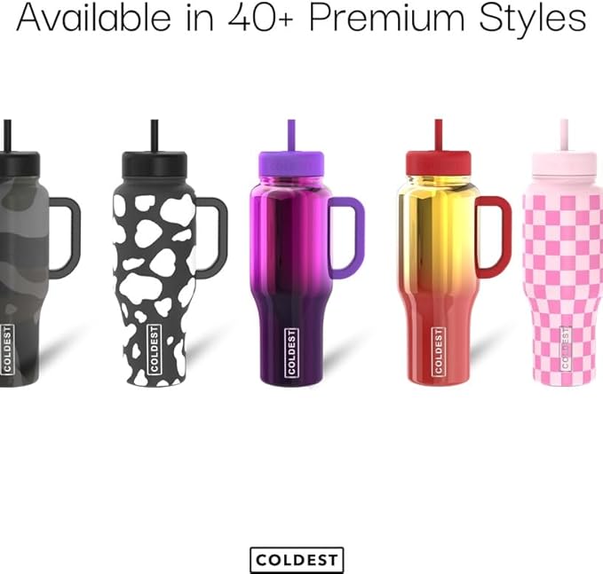 Coldest Tumbler with Handle and Straw - 100% Spill Proof Tumbler with Straw (3 Lids) - Stainless Steel Insulated Leakproof Tumblers for Women & Men - 46 oz (Pink Reflections) - Image 3