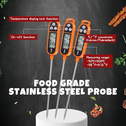 Copkim 6 Pcs Instant Read Meat Thermometer Long Probe,Orange - Image 3