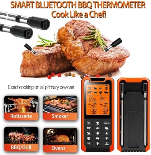Smart Bluetooth Meat Thermometer - Long Range Wireless Food Thermometer, Digital Meat Thermometer with Dual Probes for BBQ Grill, Oven, Smoker, Air Fryer - Image 2