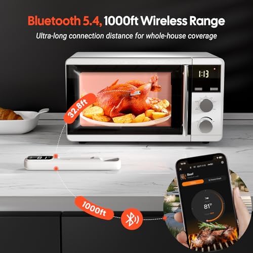 Short Probe Wireless Meat Thermometer，1000Ft Bluetooth for BBQ, Grill, Oven - Image 2
