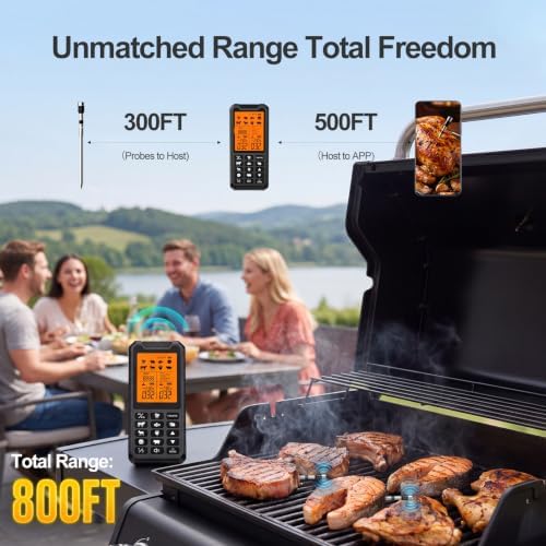 HOPEPOP Wireless Bluetooth Meat Thermometer Digital for Grill Smoker BBQ - Image 3
