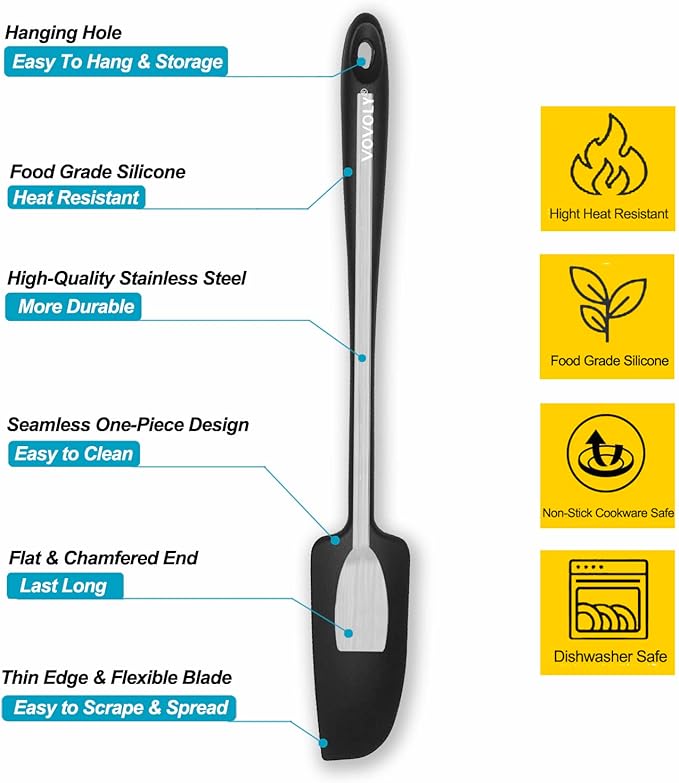 2-Pack Vovoly Silicone Jar Spatulas, Small Seamless Design Rubber Scraper - Image 3