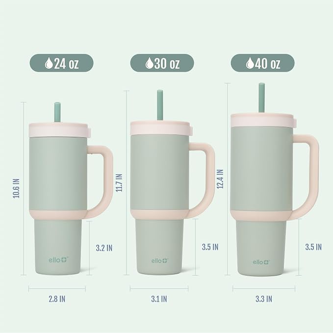 Ello Oasis 30 oz Tumbler with Handle & Retracting Straw | Reusable Insulated Stainless Steel Cup 100% Leakproof, Gifts for Teens Women Men | Keeps cold for 24 Hours, Cup Holder Friendly, Pistachio - Image 8