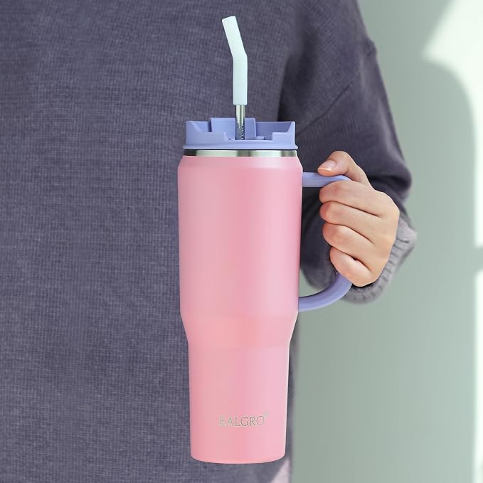 EALGRO 50 oz Tumbler with Handle, Insulated Tumblers with Lid and Straw, Large Metal Sports Water Bottle Jug, Thermal Stainless Steel Travel Coffee Mug Cup, Navy - Image 6