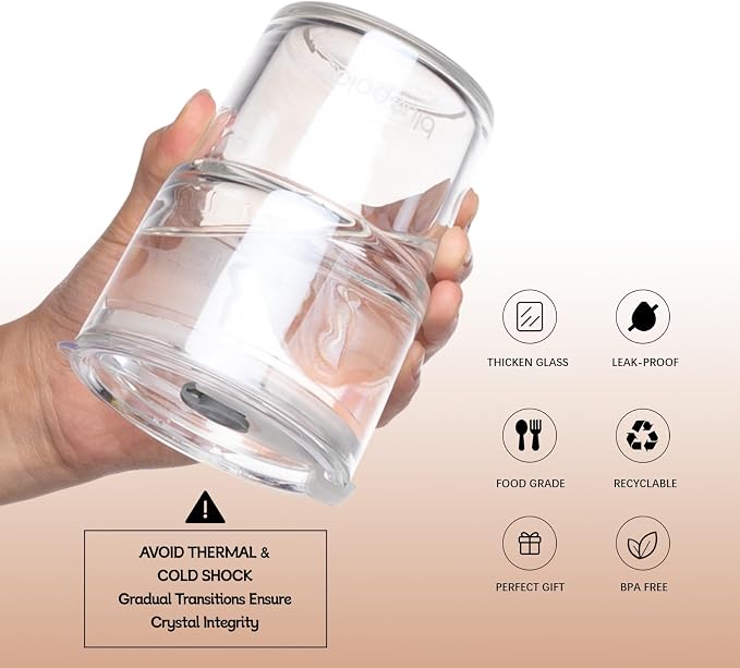 BLUEPOLAR 13oz/400ml Glass Water Tumbler with Straw and Lid Sealed Carry On Thick Wall Iced Coffee Cup Glass Cup for Water, Iced Tea Fruit Juice Etc (White-2Pack) - Image 3