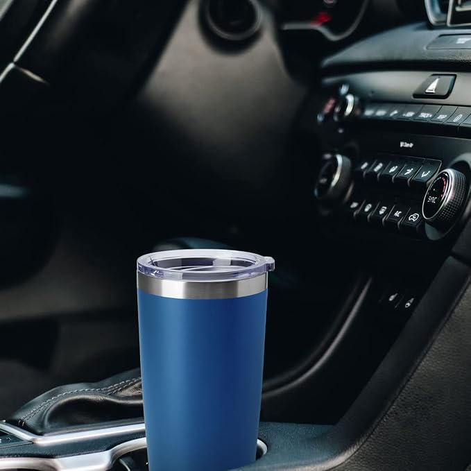 HASLE OUTFITTERS 20oz Tumblers Stainless Steel Mugs with Lid Double Wall Vacuum Insulated Coffee Cups for Cold & Hot Drinks (20oz-Dark Blue, 4 Pack) - Image 5