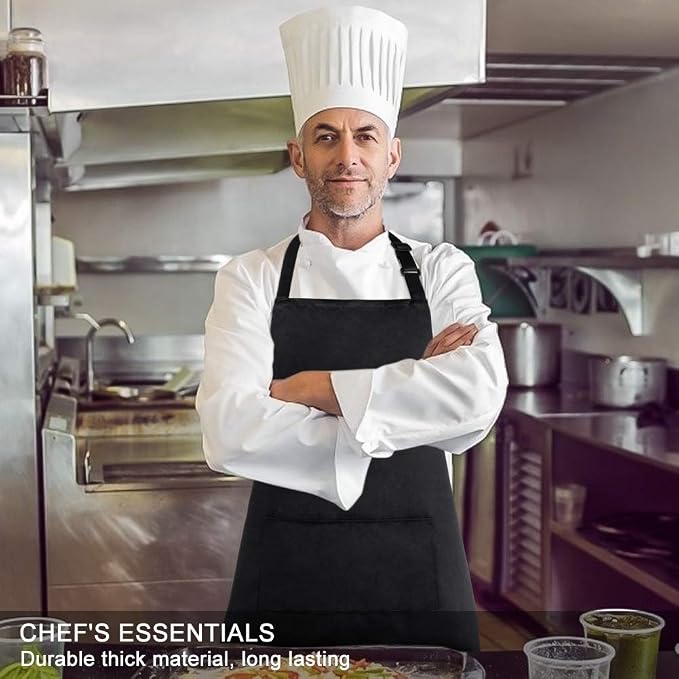 Jubatus 2 Pack Bib Aprons with 2 Pockets Cooking Chef Kitchen Apron - Image 4