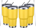 MEWAY 30oz Insulated Tumbler With Lids and Straws,Stainless Steel Double Vacuum Coffee Tumbler Cup, Brush, Durable Powder Coated Coffee Cup for Cold & Hot Drinks, Office, Travel(Yellow,4 PACK) by MEWAY