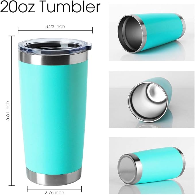 HASLE OUTFITTERS 20oz Tumblers Bulk Stainless Steel Cup with Lid Double Wall Vacuum Insulated Coffee Mug for Cold & Hot Drinks 8 Pack, Light Blue - Image 2