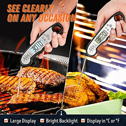 Digital Meat Thermometer, Waterproof Instant Read Food Thermometer for Cooking and Grilling, Kitchen Gadgets, Accessories with Backlight & Calibration for Candy, BBQ Grill, Liquids, Beef, Turkey… - Image 3