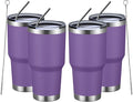 MEWAY 30oz Insulated Tumbler With Lids and Straws,Stainless Steel Double Vacuum Coffee Tumbler Cup, Brush, Durable Powder Coated Coffee Cup for Cold & Hot Drinks, Office, Travel(Purple,4 PACK) by MEWAY