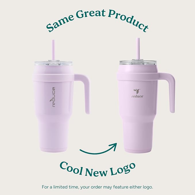 REDUCE 40 oz Stainless Steel Tumbler with Handle - Dual-Wall Vacuum Insulated Travel Mug, Sweat-Proof Lid & Reusable Straw - Keeps Drinks Cold for 24 Hrs, Fits Cupholders, Dishwasher Safe - Palm Leaf - Image 2