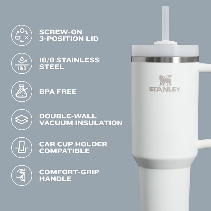 STANLEY Quencher H2.0 Flow State Tumbler, 30 oz, Cranberry | Handle and Straw | 3-Position Lid | Cup Holder Compatible for Travel | Insulated Stainless Steel Cup | BPA-Free - Image 4