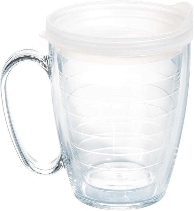 Tervis Clear & Colorful Lidded Made in USA Double Walled Insulated Tumbler Travel Cup Keeps Drinks Cold & Hot, 16oz Mug, Clear Lid by TervisTumblerCompany