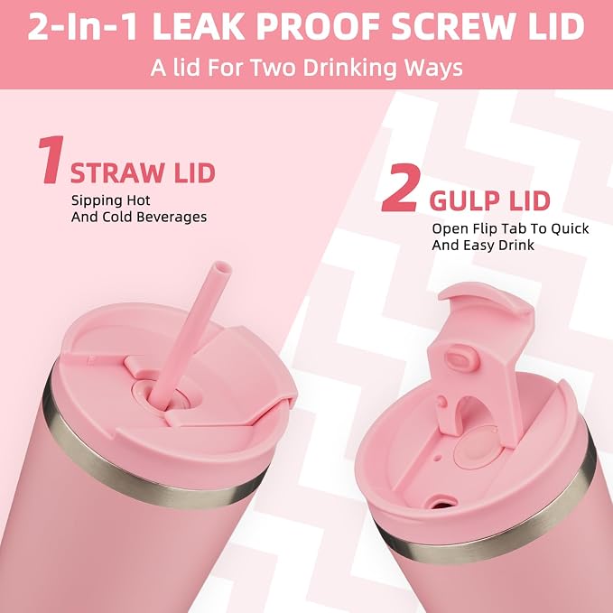 BJPKPK 18oz Tumbler With lid And Straw Stainless Steel Travel Coffee Mug Insulated Tumblers Cups,Light Pink - Image 4