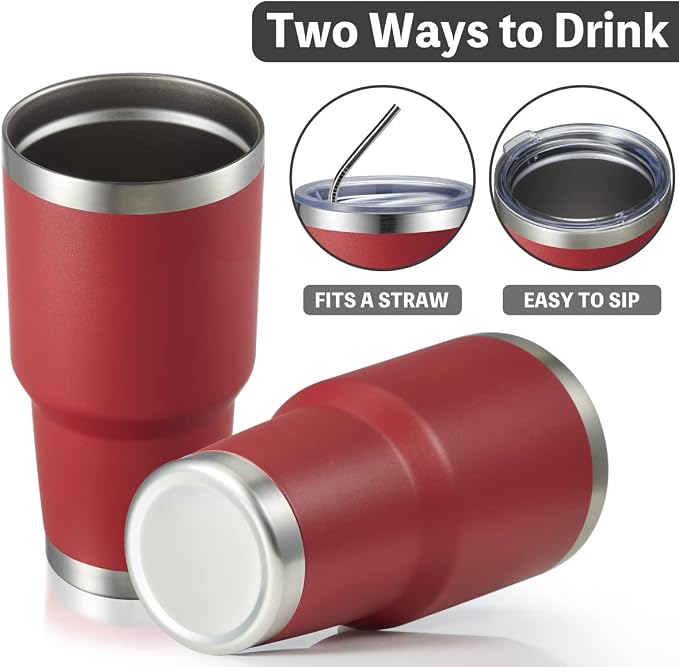 MEWAY 30oz Insulated Tumbler With Lids and Straws,Stainless Steel Double Vacuum Coffee Tumbler Cup, Brush, Durable Powder Coated Coffee Cup for Cold & Hot Drinks, Office, Travel(mixture,4 PACK) - Image 3