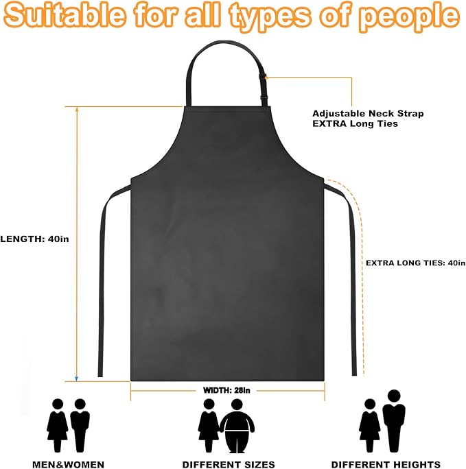 Gotega 4 Pack Waterproof Rubber PVC Apron Adjustable Dishwasher Apron-Women Men - Image 2