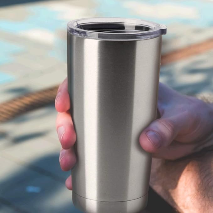 HASLE OUTFITTERS 20oz Stainless Steel Tumblers Bulk, Insulated Travel Cup with Lid, Double Wall Vacuum Coffee Mug for Cold & Hot Drinks 4 Pack, Silver - Image 5