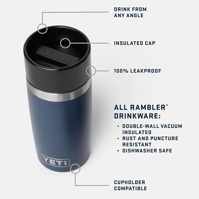 YETI Rambler 8 oz Travel Bottle, Stainless Steel, Vacuum Insulated with Leakproof Commuter Cap, White - Image 2