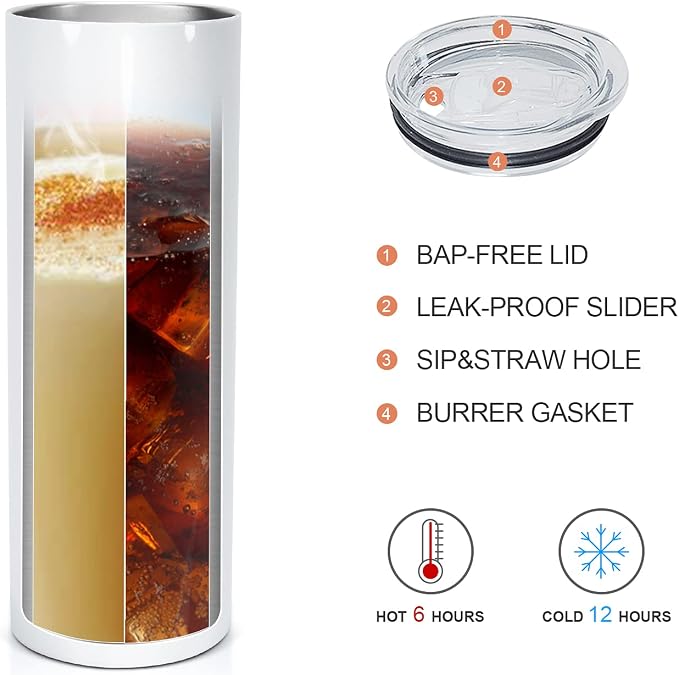 AGH 25 Pack 20 OZ Sublimation Tumblers Blank, Straight Skinny Tumbler with Metal Straw, Stainless Steel Double Layer Insulated Mug, Individually Box, Travel Tumblers - Image 4