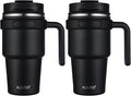 ALOUFEA 20 oz Insulated Coffee Mug Tumbler with Handle, Stainless Steel Travel Mug Tumbler with Lid and Straw,Double Wall Vacuum Leak Proof Ice Coffee Thermal Cup, Black by ALOUFEA